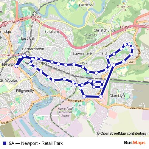 9A bus Line Map