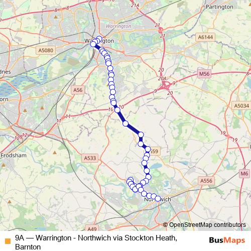9A bus Line Map