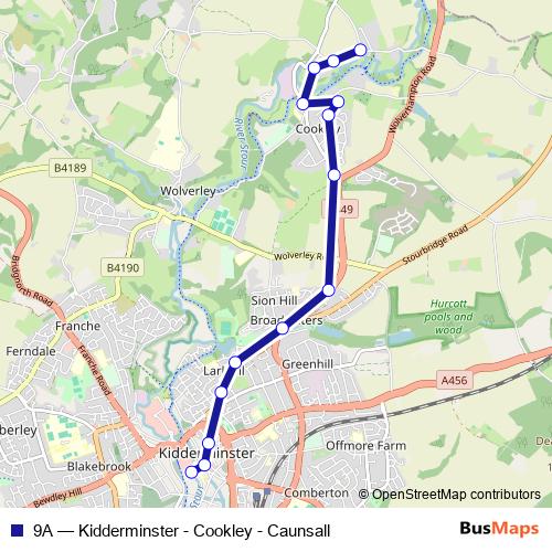9A bus Line Map