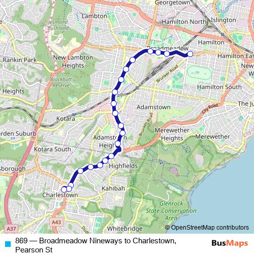 869 bus Line Map