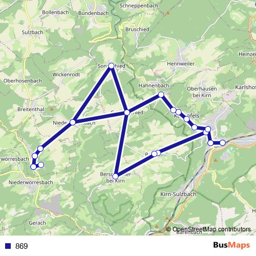 869 bus Line Map
