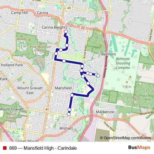 869 bus Line Map