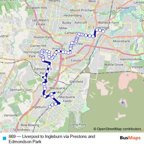 869 bus Line Map