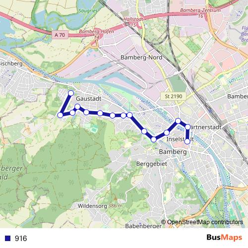 916 bus Line Map