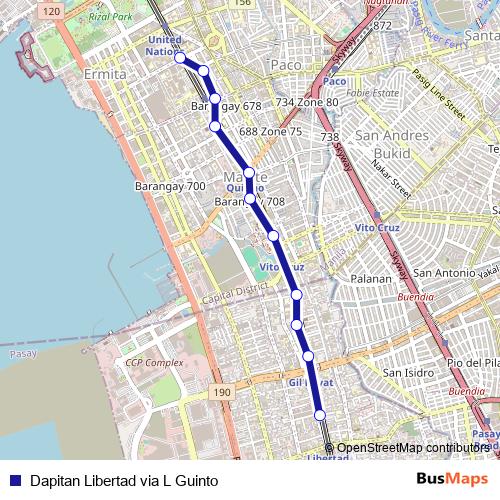 Dapitan Libertad via L Guinto bus Line Map