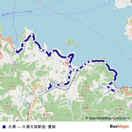 大浦 bus Line Map