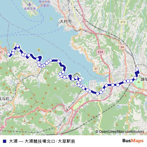 大浦 bus Line Map
