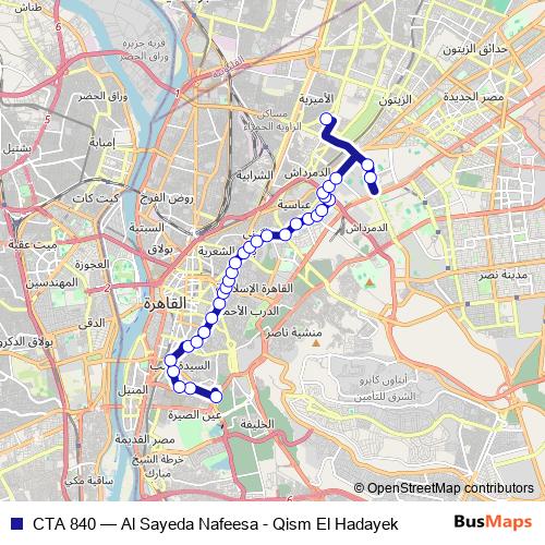 CTA 840 bus Line Map