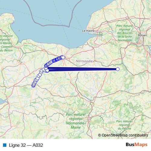 Ligne 32 bus Line Map