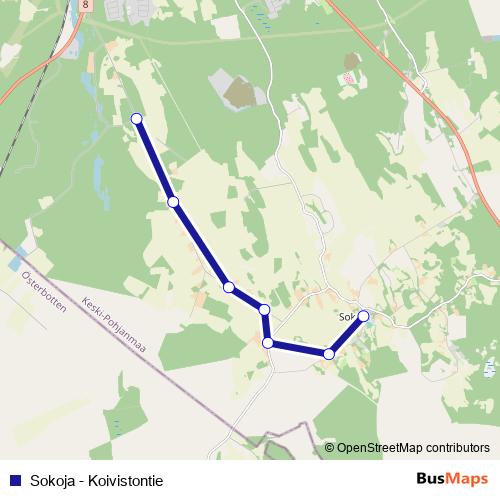 Sokoja - Koivistontie bus Line Map