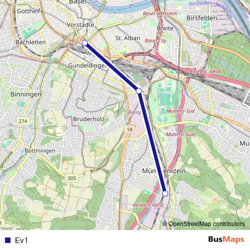 Ev1 bus Line Map