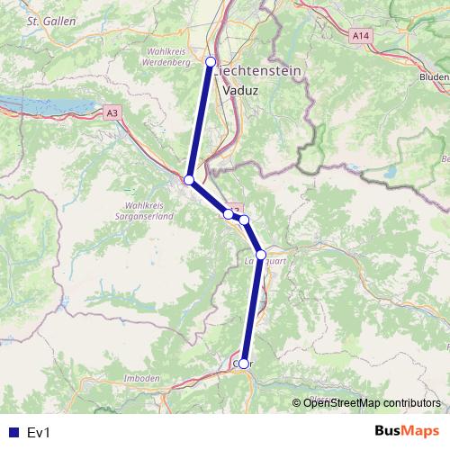 Ev1 bus Line Map