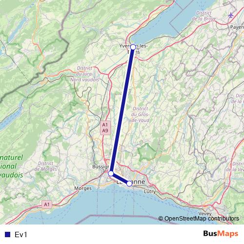 Ev1 bus Line Map