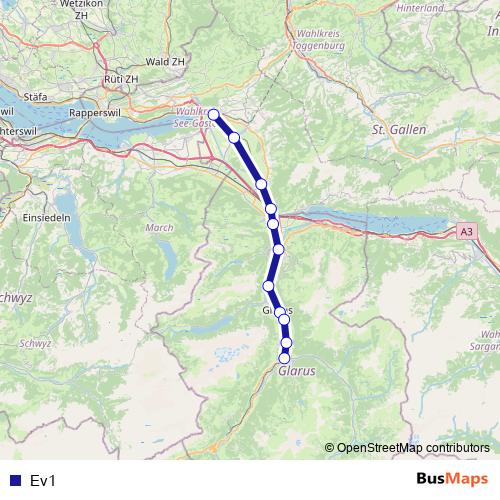 Ev1 bus Line Map