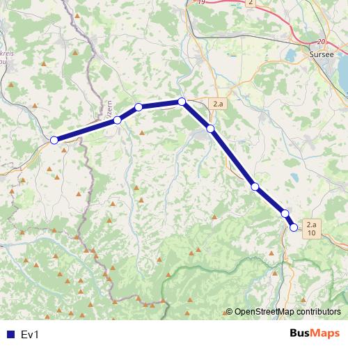 Ev1 bus Line Map