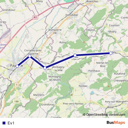 Ev1 bus Line Map