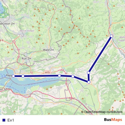 Ev1 bus Line Map