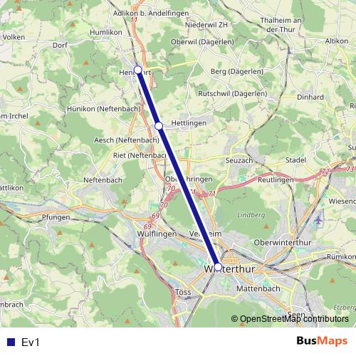 Ev1 bus Line Map