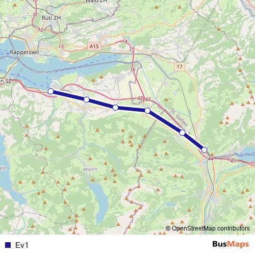 Ev1 bus Line Map