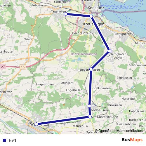 Ev1 bus Line Map