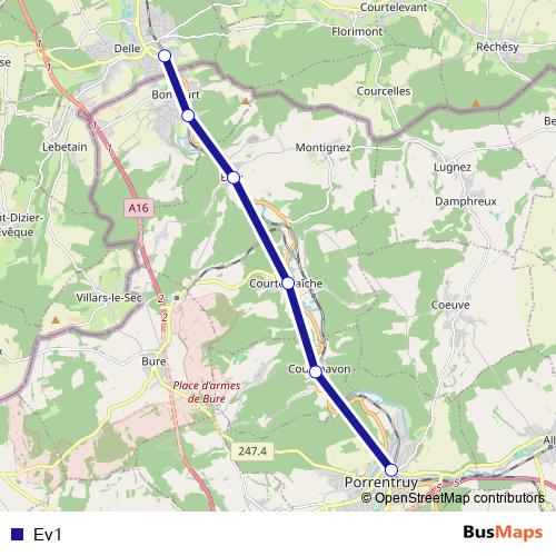 Ev1 bus Line Map