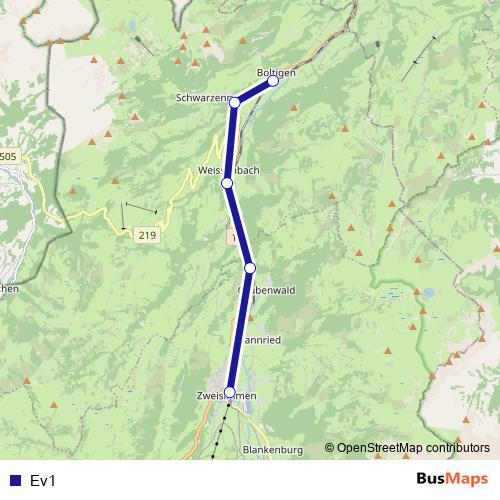 Ev1 bus Line Map