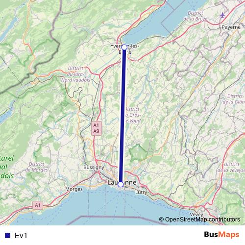 Ev1 bus Line Map