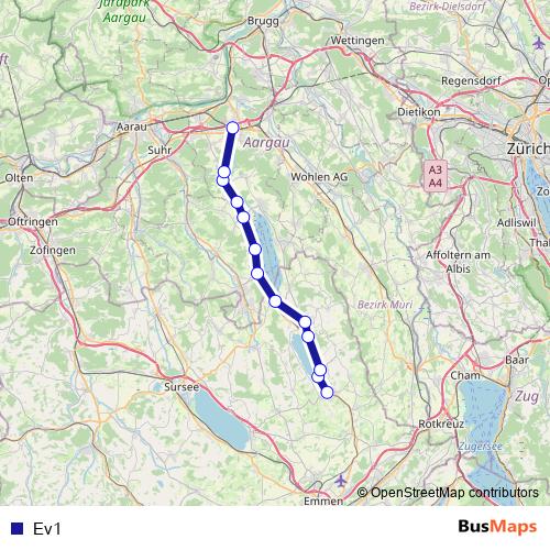Ev1 bus Line Map