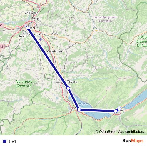 Ev1 bus Line Map