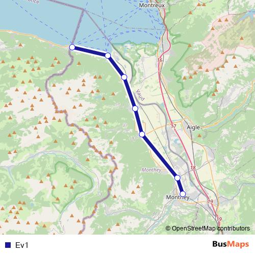 Ev1 bus Line Map