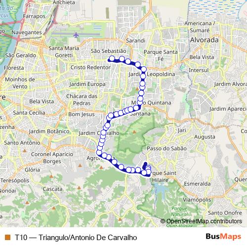 T10 bus Line Map