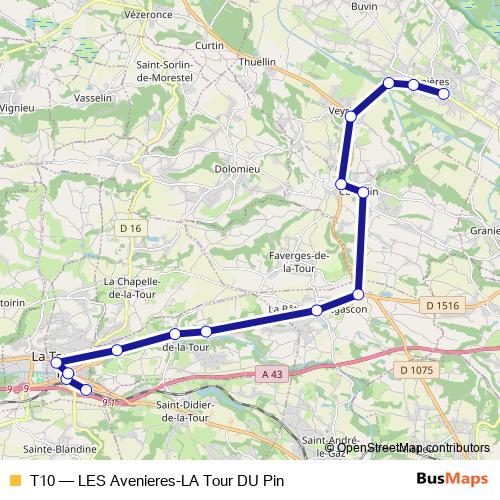 T10 bus Line Map