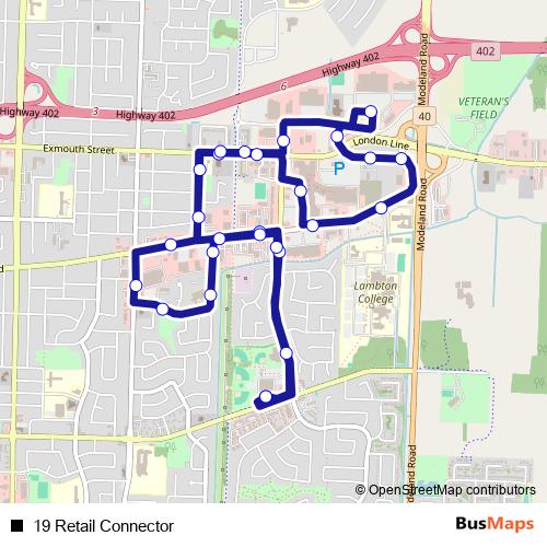 19 Retail Connector bus Line Map