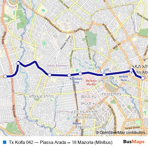 Tx Kolfa 042 bus Line Map