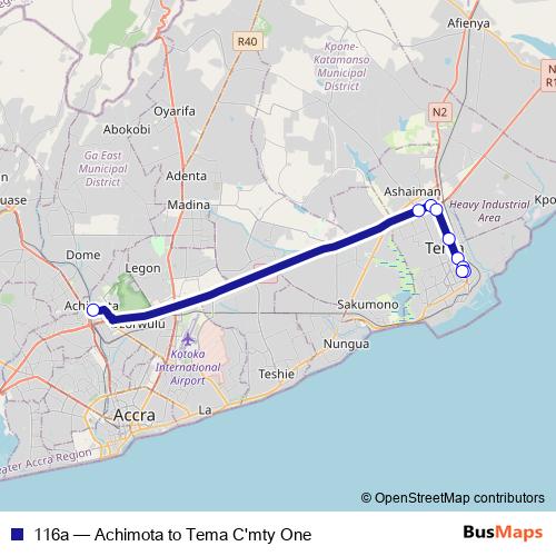 116a bus Line Map