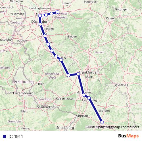 IC 1911 rail Line Map