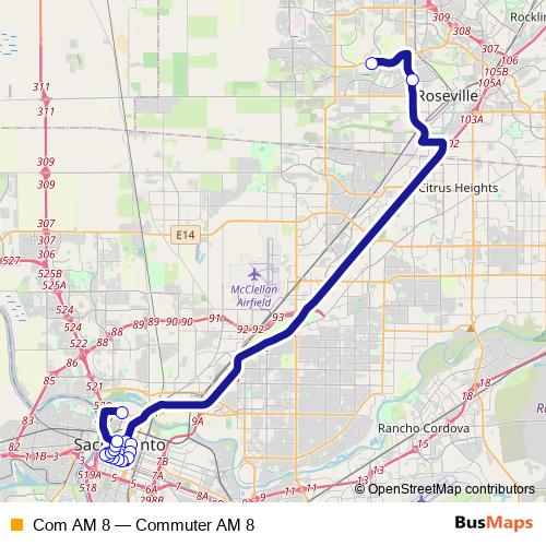 Com AM 8 bus Line Map