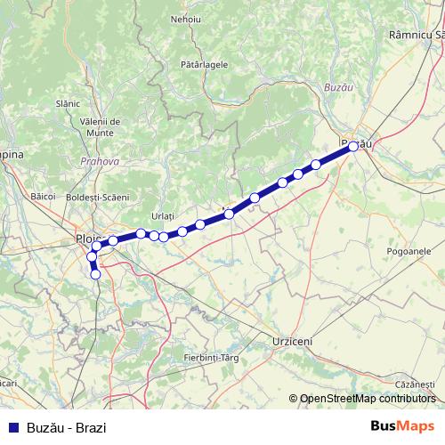 Buzău - Brazi rail Line Map