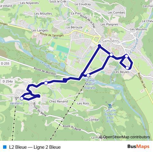 L2 Bleue bus Line Map