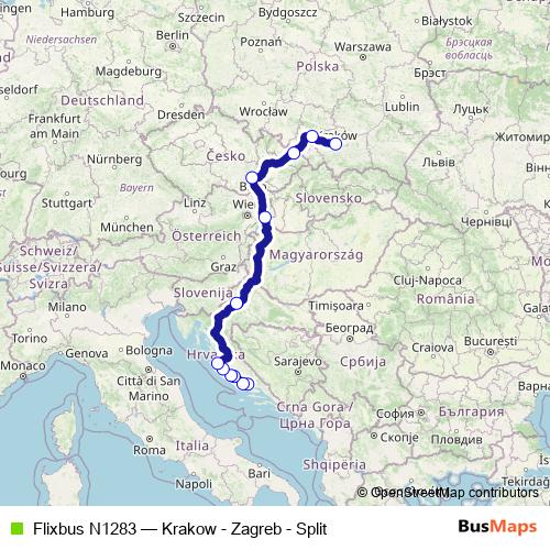 Flixbus N1283 bus Line Map