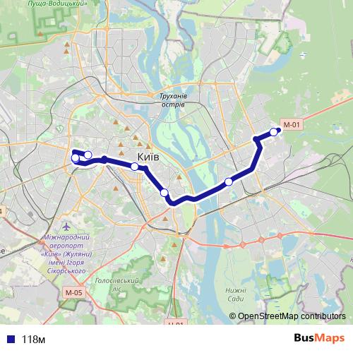 118м bus Line Map