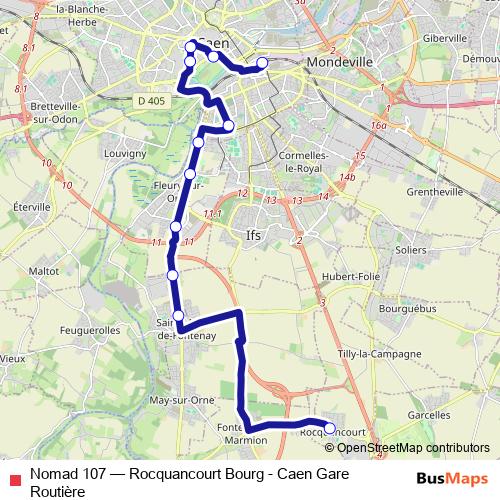 Nomad 107 bus Line Map
