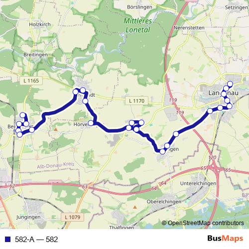 582-A bus Line Map