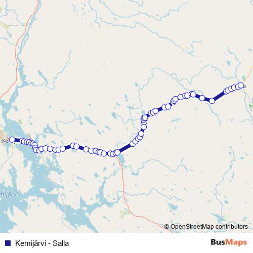 Kemijärvi - Salla bus Line Map
