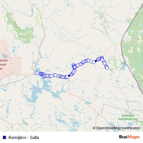 Kemijärvi - Salla bus Line Map