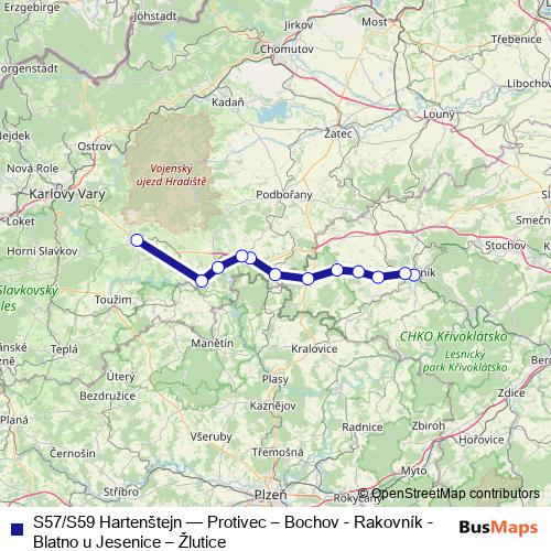 S57/S59 Hartenštejn rail Line Map