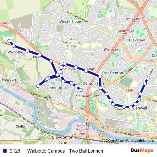 S128 bus Line Map