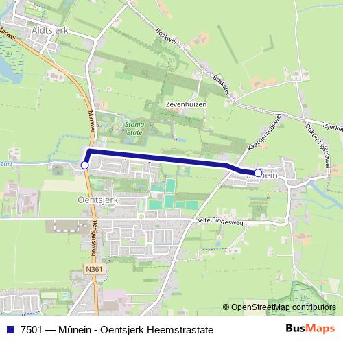 7501 bus Line Map