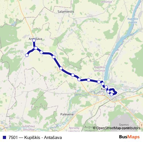 7501 bus Line Map