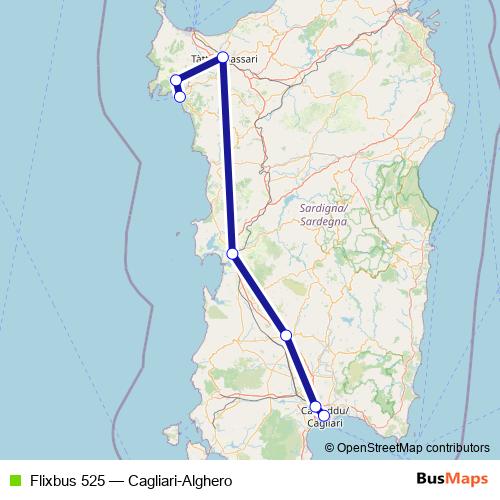 Flixbus 525 bus Line Map